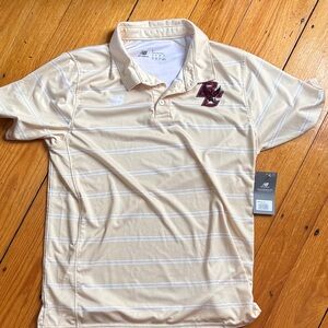 Boston College New Balance Men's Beige Striped Polo Shirt
